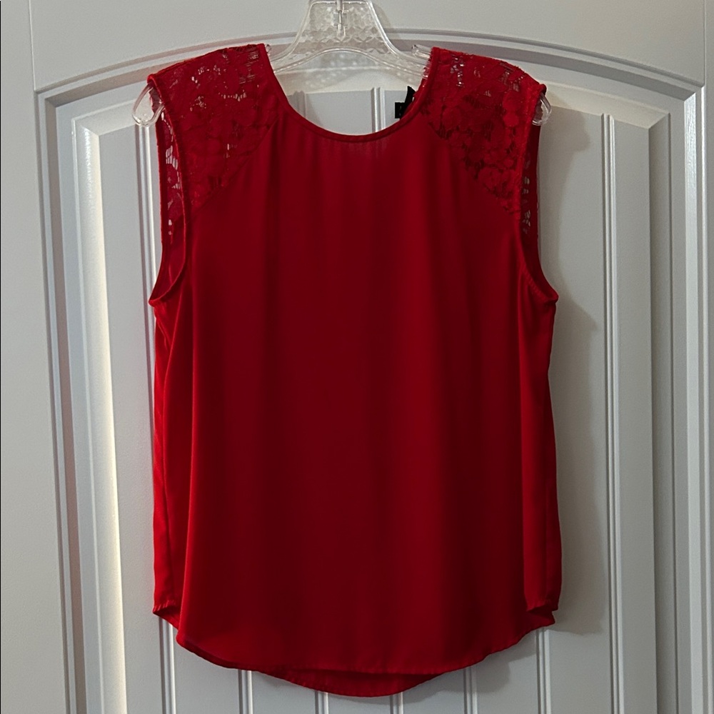 J. Crew Red Lace Detail Blouse